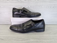 Topman Mens Black Leather Double Monk Strap Shoes Size EU 41 UK 7