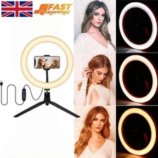 10 inch LED Ring Lights With Tripod Stand & Phone Holder for Selfie Makeup UK