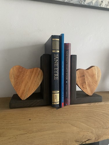Unique wooden bookends with - wooden,