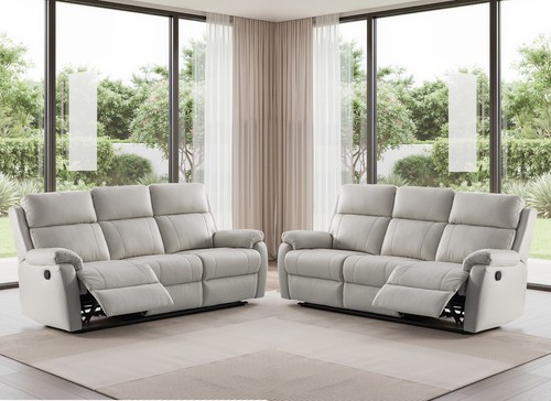 Grey italian leather - leather, seater