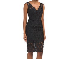 $595 NWT Milly Mari Floral Lace V Neck Sleeveless Black Dress sz 6