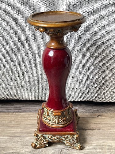 Vintage red gold candle - candle, holder