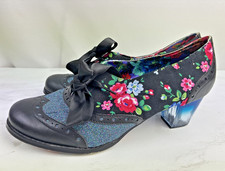 Irregular Choice Corporate Beauty Black Floral Perspex Heels Brogue UK7.5 CP10
