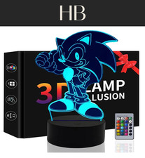 Sonic 3D LED Night Light Lamp Illusion Bedside Table Desk | Kids | 16 Colours