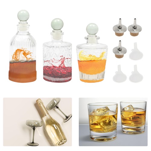 Bitters bottle set 3 glass - bitters, bottle-