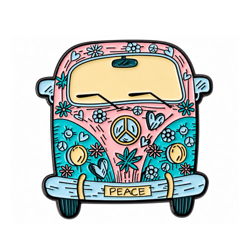 Retro hippie camper van - van, enamel