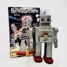 Smoking Spaceman Metal / Tin Robot Vintage Style Reproduction Action Figure Toy