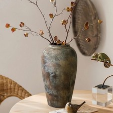 Large Rustic Ceramic Vase 12in