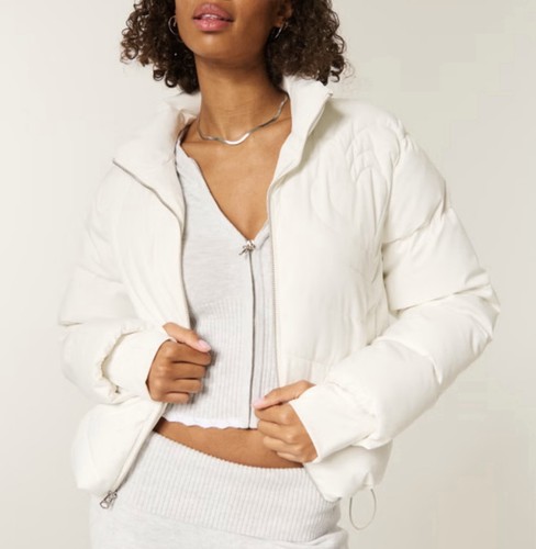 Hollister white zip pattern - white, zip-up