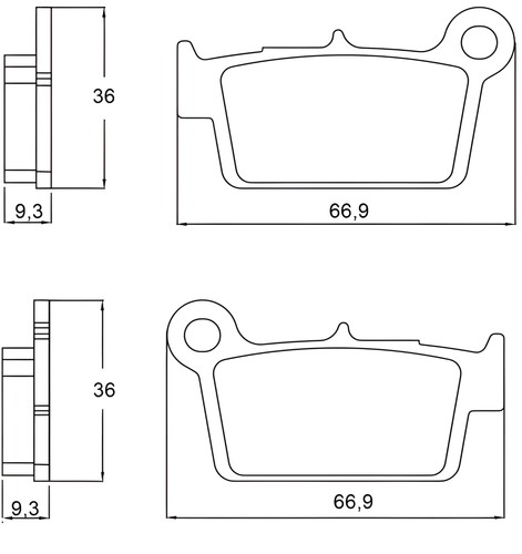 Rear recessed brake pads - rear, for