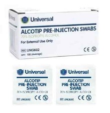 Universal Alcotip - Pre Injection Swabs -70% Isopropyll IPA Alcohol Wipes Tattoo