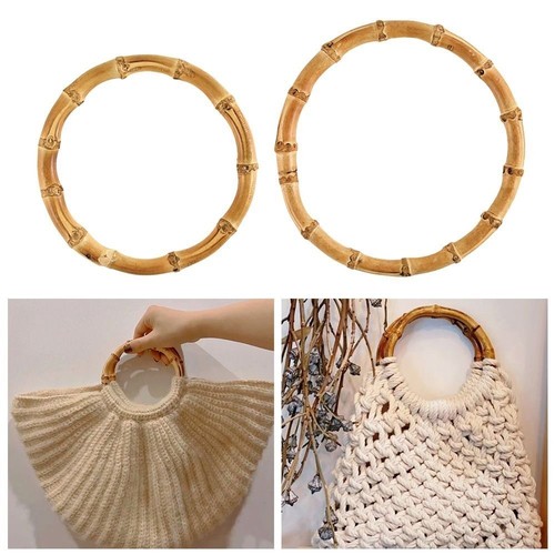 Round bamboo bag - bamboo, handles