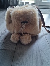 Zara Faux Fur Fluffy Pom Pom Bag Beige