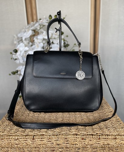 Dkny black leather handbag - dkny,