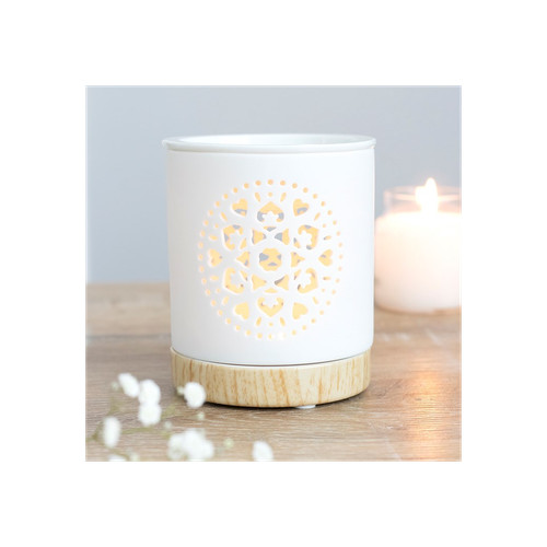 White mandala cut out - white, oil