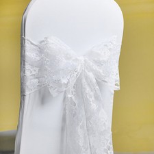 50/100 white Lace Bow Sash for