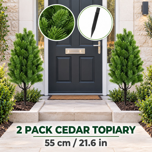 2pack artificial cedar topiary - artificial,
