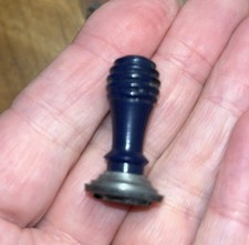 Antique Victorian Wood Brass Wax Seal Stamp 3cm tall navy letter DA 