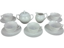 Spode Savoy Cabbage Bone China Tea Set 12 Piece White Embossed China England