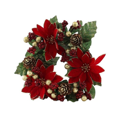 Poinsettia candle ring with - candle,
