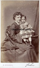 GERMAN CDV MOTHER & CHILD, UNUSUAL DRESS  VICTORIAN FASHION #B123