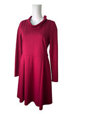 BARBARA HULANICKI Fit & Flare Dress Size Medium 12 Burgundy Red Womens EU40
