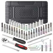 46PCS Socket Set 1/4" Drive Ratchet Spanner Metric Drive Small Socket Set w/Case