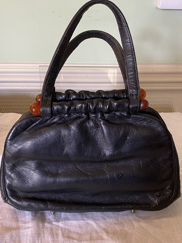60s black handbag lucite - black,