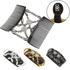 Bun Maker Stretch Double Comb Beaded Hair Clip Elastic Hairpin Magic Hair Comb