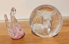 Vintage Pretty Pink Glass Swan