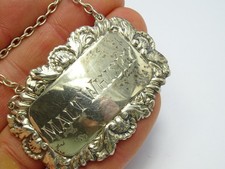 Vintage Hallmarked Sterling Silver Decanter Bottle Spirit Label MALT WHISKEY