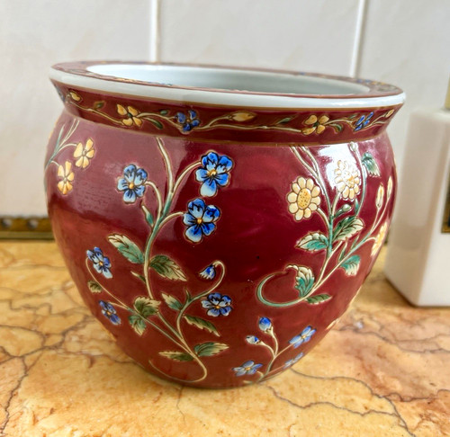 Burgundy red ceramic vintage - burgundy,