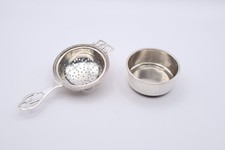 Quality Vintage Sterling Silver Tea Strainer & Bowl Hallmarked Birmingham 1958
