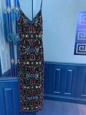 MISS SELFRIDGE EMBELLISHED BEADED MAXI DRESS LONG BLACK MULTI SEQUIN BEADS 8 10