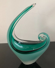 vintage Murano freeform pulled & cased art glass cased bowl/dish 10.5" tall