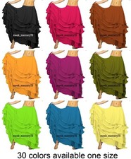 Gothic Dance Chiffon Belly Dance 5 Layer Ruffle Skirt Tribal Dance Plus Size C25