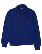 BENETTON Boys Tracksuit Top Jacket 13-14 Years 3XL Blue Cotton QG02