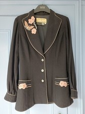 Janice Wainwright 1970's Art Deco Butterfly Design vintage wool jacket 12