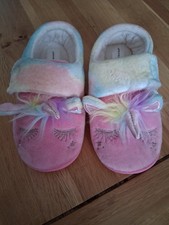 Girls Pink Unicorn Fluffy Slipper Size 12. Primary. Good Condition