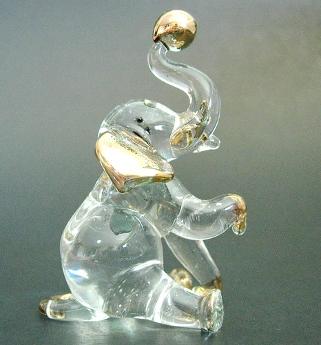 Glass elephant figurine blown - elephant,