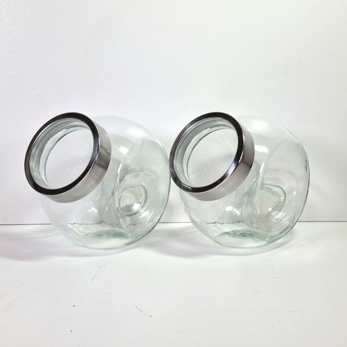 Glass cookie jar set pair - cookie,
