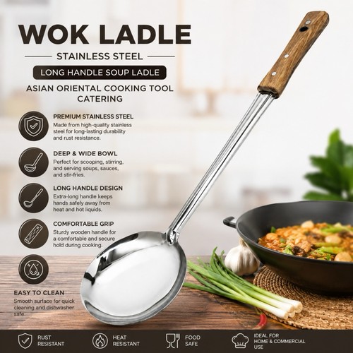 Wok ladle stainless steel - wok, long