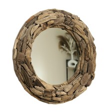 Teak Root Round Wall Mirror