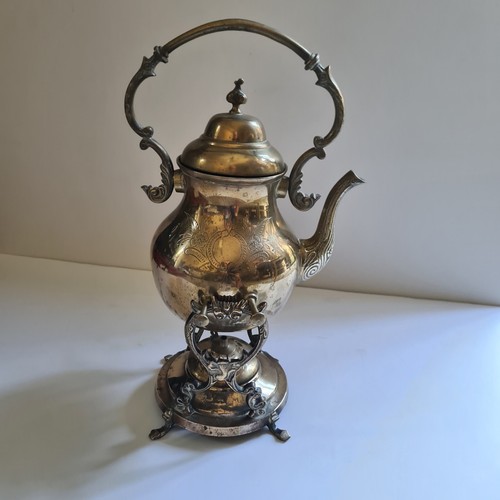 Brass teapot with stand - brass, and