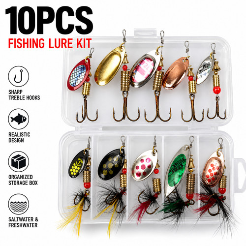 10x fishing spinner lures set - lures,