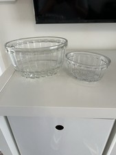 2 X Vintage Oval Glass Jelly Moulds. 1 & 1/2 Pint & 1/2 Pint Jelly/blamange Etc