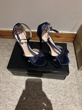Navy Diamante T Bar Sandals. Uk 3 New Without Tags