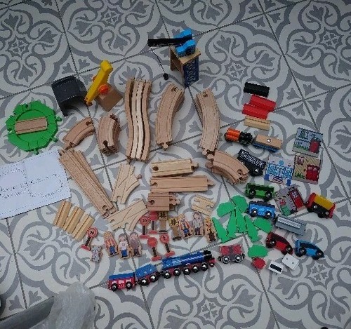 Large wooden train set bundle - wooden,