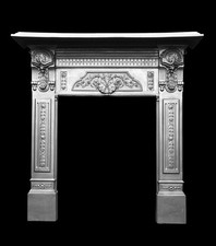 LARGE ANTIQUE VICTORIAN / EDWARDIAN CAST IRON FIREPLACE / FIRE / STOVE SURROUND