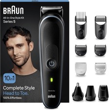Braun 10-in-1 Style Kit Series 5, Male Grooming Kit, MGK5445, Black